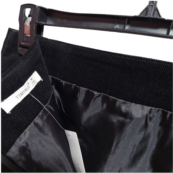 Timing, corduroy mini skirt womens Sz. S.M.L. black slit zipper new high waisted - Picture 3 of 15